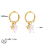 18K Gold Pearl Star Pendant Earrings - QH Clothing