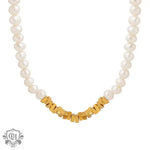 18K Gold Pearl Triangular Necklace - QH Clothing