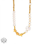 18K Gold Pentagram Pearl Stitching Necklace - QH Clothing