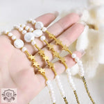 18K Gold Pentagram Pearl Stitching Necklace - QH Clothing