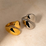 18k gold trendy personalized asymmetric design open ring - QH Clothing