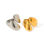 18k gold trendy personalized asymmetric design open ring - QH Clothing