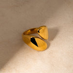 18k gold trendy personalized asymmetric design open ring - QH Clothing