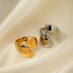 18k gold trendy personalized asymmetric design open ring - QH Clothing