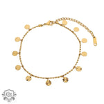 18K Gold Petal Disk Pendant Anklet - QH Clothing