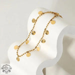 18K Gold Petal Disk Pendant Anklet - QH Clothing