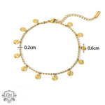 18K Gold Petal Disk Pendant Anklet - QH Clothing