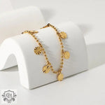 18K Gold Petal Disk Pendant Anklet - QH Clothing