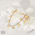 18K Gold Petal Disk Pendant Anklet - QH Clothing