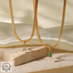 18K Gold Plated Baguette Zircon Pendant Necklace - QH Clothing