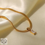 18K Gold Plated Baguette Zircon Pendant Necklace - QH Clothing