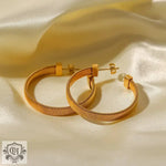 18K Gold-Plated C-Shaped Hoop Earrings - QH Clothing