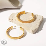 18K Gold-Plated C-Shaped Hoop Earrings - QH Clothing