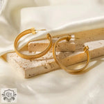 18K Gold-Plated C-Shaped Hoop Earrings - QH Clothing