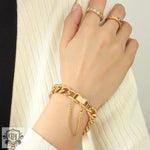 18K Gold Plated Chain Necklace & Bracelet - QH Clothing