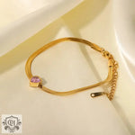 18K Gold Plated Green/White/Pink Heart Zircon Bracelet - QH Clothing