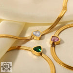 18K Gold Plated Green/White/Pink Heart Zircon Bracelet - QH Clothing