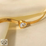 18K Gold Plated Green/White/Pink Heart Zircon Bracelet - QH Clothing