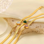 18K Gold Plated Green/White/Pink Heart Zircon Bracelet - QH Clothing