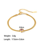 18K Gold Plated Green/White/Pink Heart Zircon Bracelet - QH Clothing