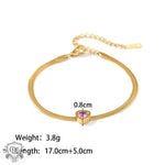 18K Gold Plated Green/White/Pink Heart Zircon Bracelet - QH Clothing