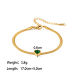 18K Gold Plated Green/White/Pink Heart Zircon Bracelet - QH Clothing