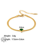 18K Gold Plated Green/White/Pink Heart Zircon Bracelet - QH Clothing