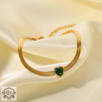 18K Gold Plated Green/White/Pink Heart Zircon Bracelet - QH Clothing