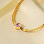 18K Gold Plated Green/White/Pink Heart Zircon Bracelet - QH Clothing