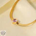 18K Gold Plated Green/White/Pink Heart Zircon Bracelet - QH Clothing