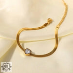 18K Gold Plated Green/White/Pink Heart Zircon Bracelet - QH Clothing