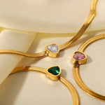 18K Gold Plated Green/White/Pink Heart Zircon Bracelet - QH Clothing