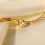 18K Gold Plated Green/White/Pink Heart Zircon Bracelet - QH Clothing
