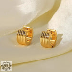 18K Gold Plated Rib Stud Earrings - QH Clothing