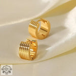 18K Gold Plated Rib Stud Earrings - QH Clothing