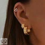 18K Gold Plated Rib Stud Earrings - QH Clothing