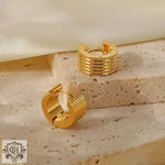 18K Gold Plated Rib Stud Earrings - QH Clothing