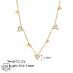 18K Gold-Plated Triangular Zircon Necklace - QH Clothing