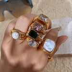 18K Gold-Plated Zircon Rings - QH Clothing