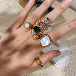 18K Gold-Plated Zircon Rings - QH Clothing