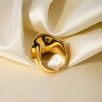 18k gold trendy personalized round pleated design open ring - QH Clothing