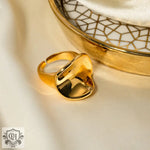 18k gold trendy personalized round pleated design open ring - QH Clothing