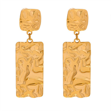 18K gold fashionable simple pleated texture design earrings - QH Clothing