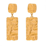 18K gold fashionable simple pleated texture design earrings - QH Clothing