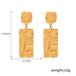 18K gold fashionable simple pleated texture design earrings - QH Clothing