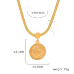 18K gold classic fashion portrait design pendant necklace - QH Clothing