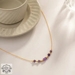 18K Gold Purple Crystal Pendant Necklace - QH Clothing