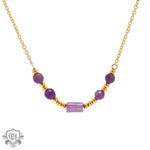 18K Gold Purple Crystal Pendant Necklace - QH Clothing