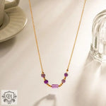 18K Gold Purple Crystal Pendant Necklace - QH Clothing