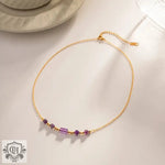 18K Gold Purple Crystal Pendant Necklace - QH Clothing